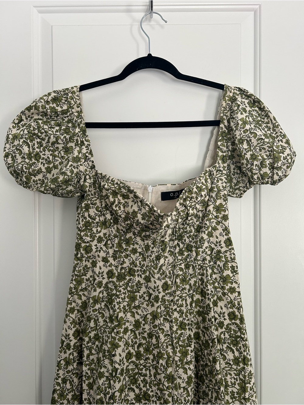 Few Moda O.P.T Cottagecore Green Floral Milkmaid Puff Sleeve Dress - Picture 2 of 7